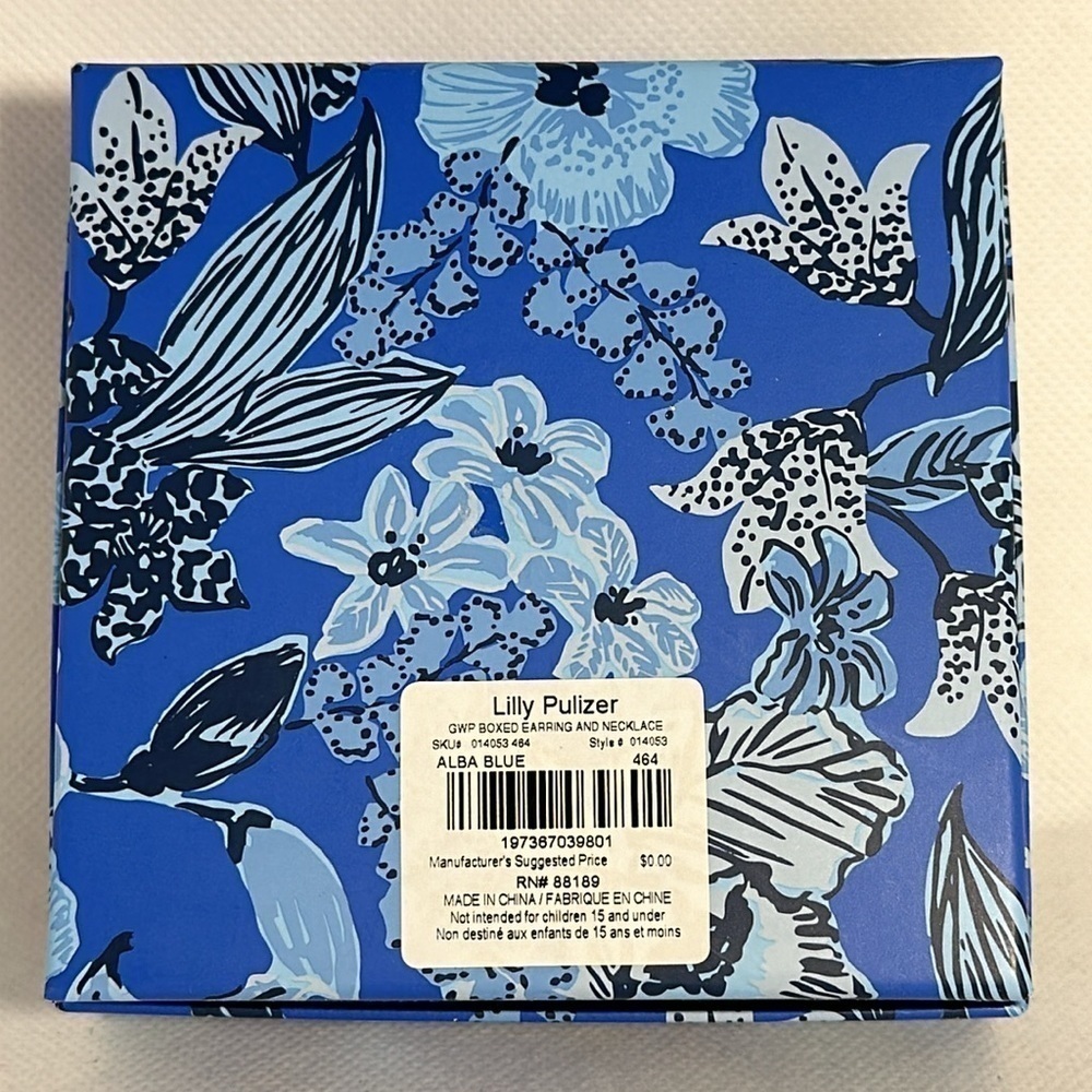Lilly Pulitzer Gold w/ Crystals Palm Tree Earrings and Necklace Box Set - NWT - Picture 2 of 2